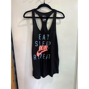 Nike Eat Sleep Run Repeat Black Tank Top Woman’s Size Medium Athletic Cut